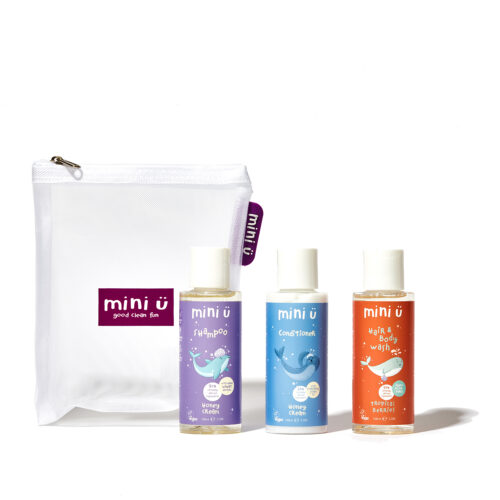 Mini Ü minitoodete komplekt (šampoon 100ml+ palsam 100ml+ pesugeel 100ml)