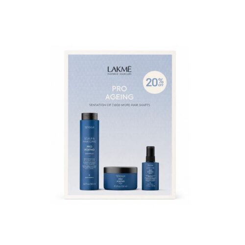 Lakmé Teknia Pro- ageing kinkekomplekt( 300ml šampoon+ 250ml juuksemask+ 3 in 1 juukseseerum 50ml)